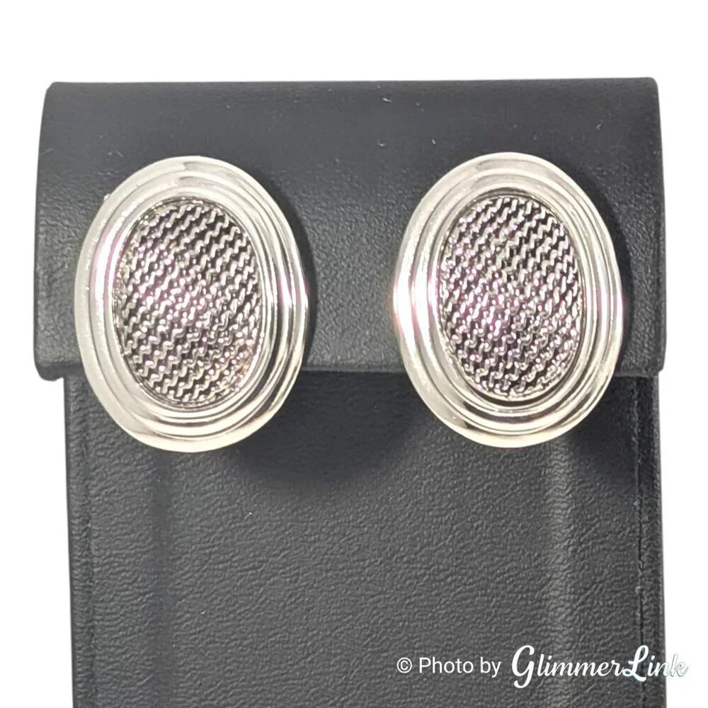 Vintage Avon Silver Tone Magnetic Convertible Mesh Earrings – 1999 Modernist